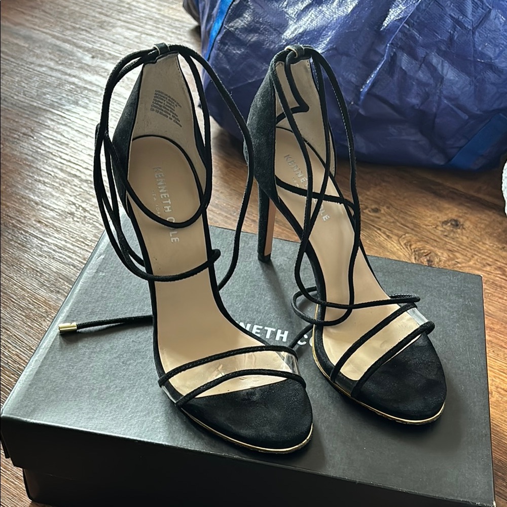 Kenneth Cole New York Black Strappy Stiletto Heels